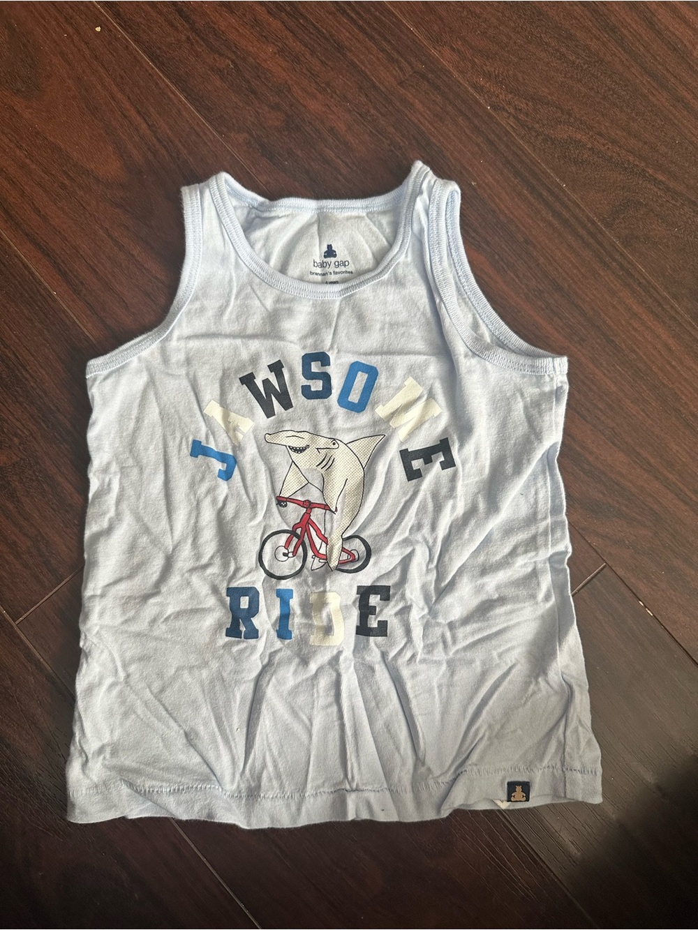 GAP Light Blue Tank with Shark on Red Bike Graphic